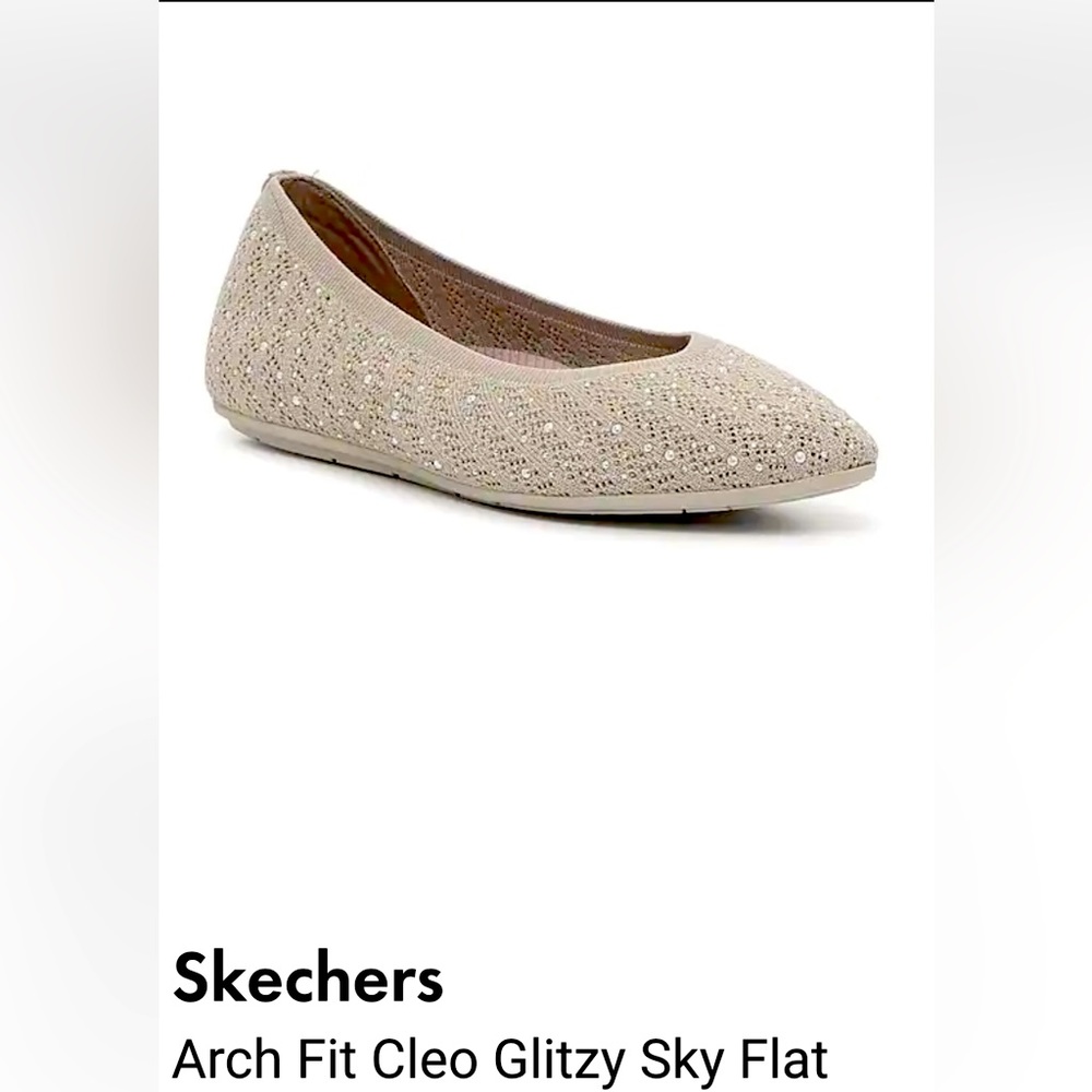 Sketchers Arch Fit Glitzy Sky Flat, Subtle Sparkle, Size 7.5